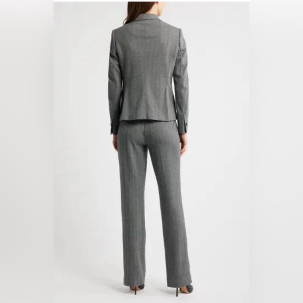 Evan Picone Black Label Grey Pinstripe Tailored Pantsuit